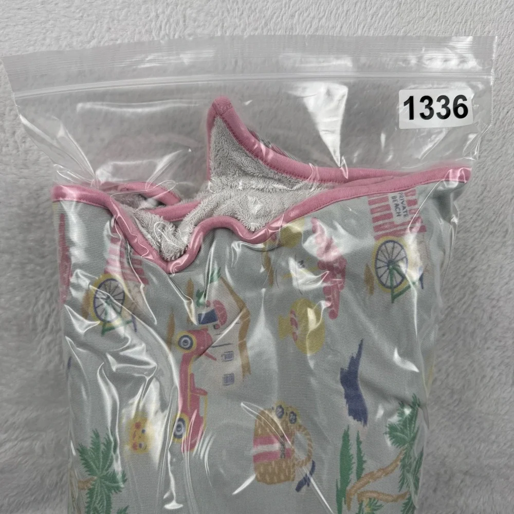 The Beaufort Bonnet Company Bath Towel‎ NS Blue Pink Beach Print Pima